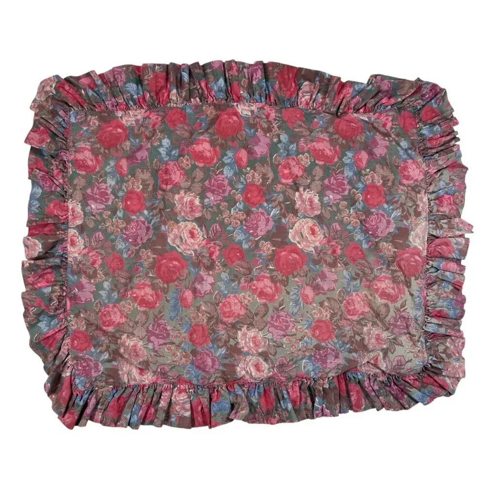 Floral Cottagecore Pillow Shams Set of 2 Ruffle Fem Country Farmhouse